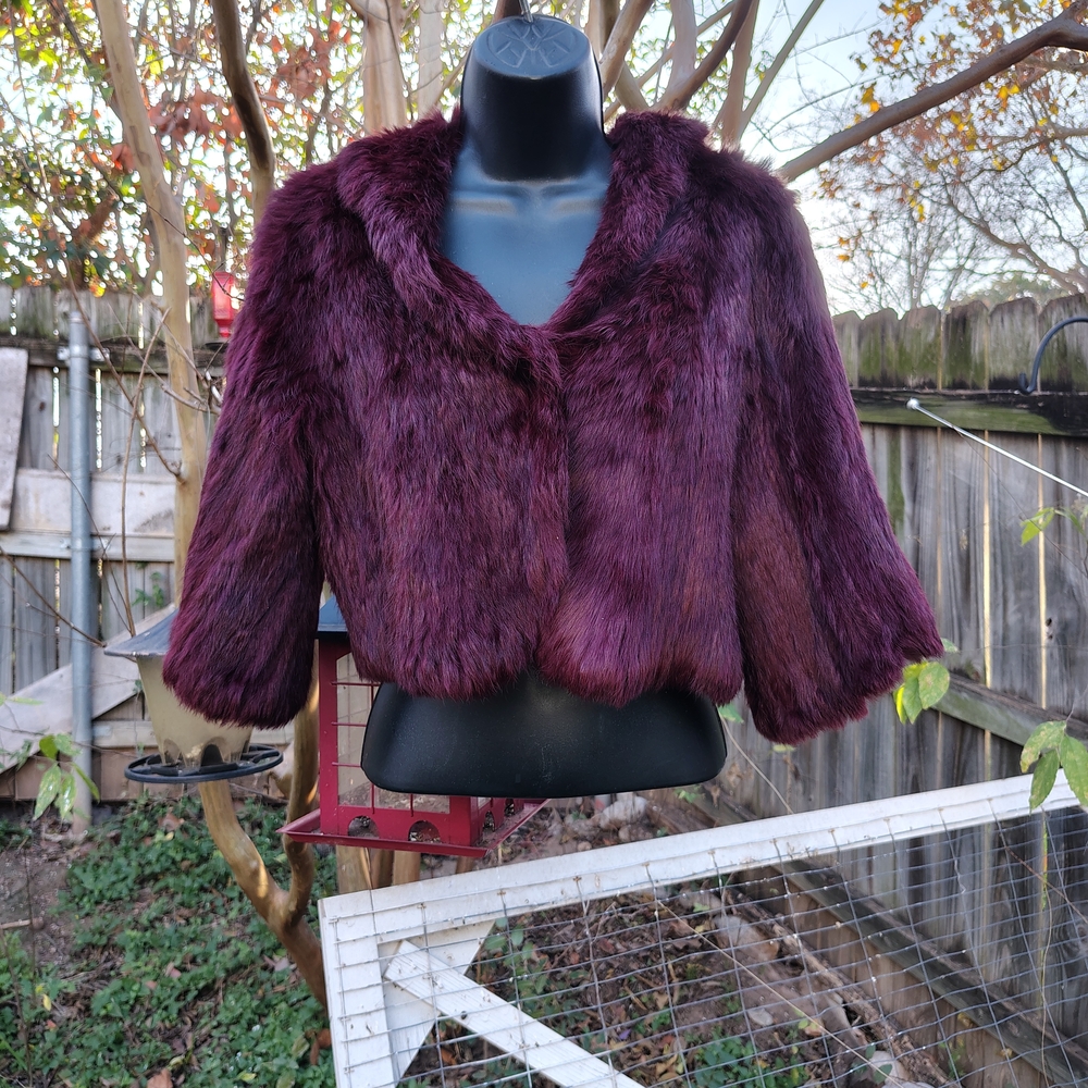 Plush Purple Plum Knit Mink Jacket